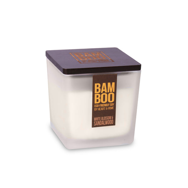 White Blossom And Sandalwood Bamboo Large Jar Candle
