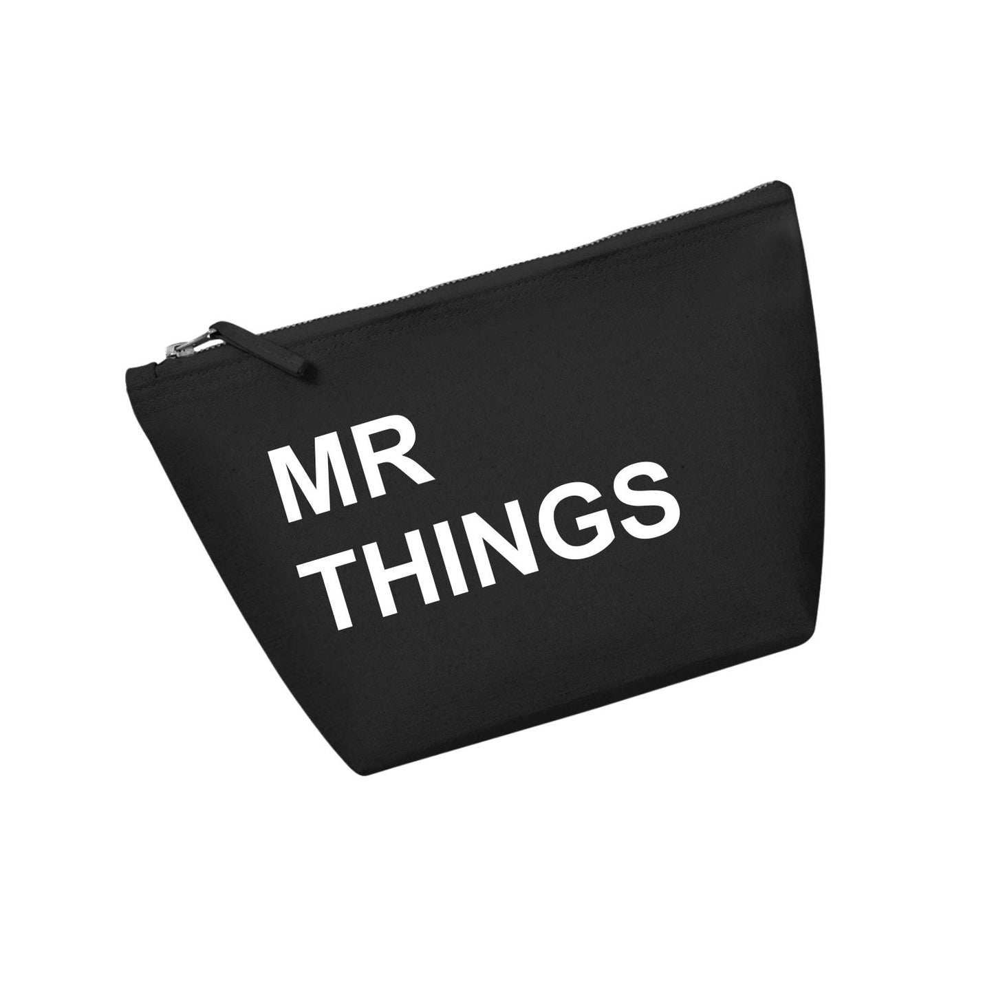 Small brushed cotton canvas accessory bag in Black.
Mr Things