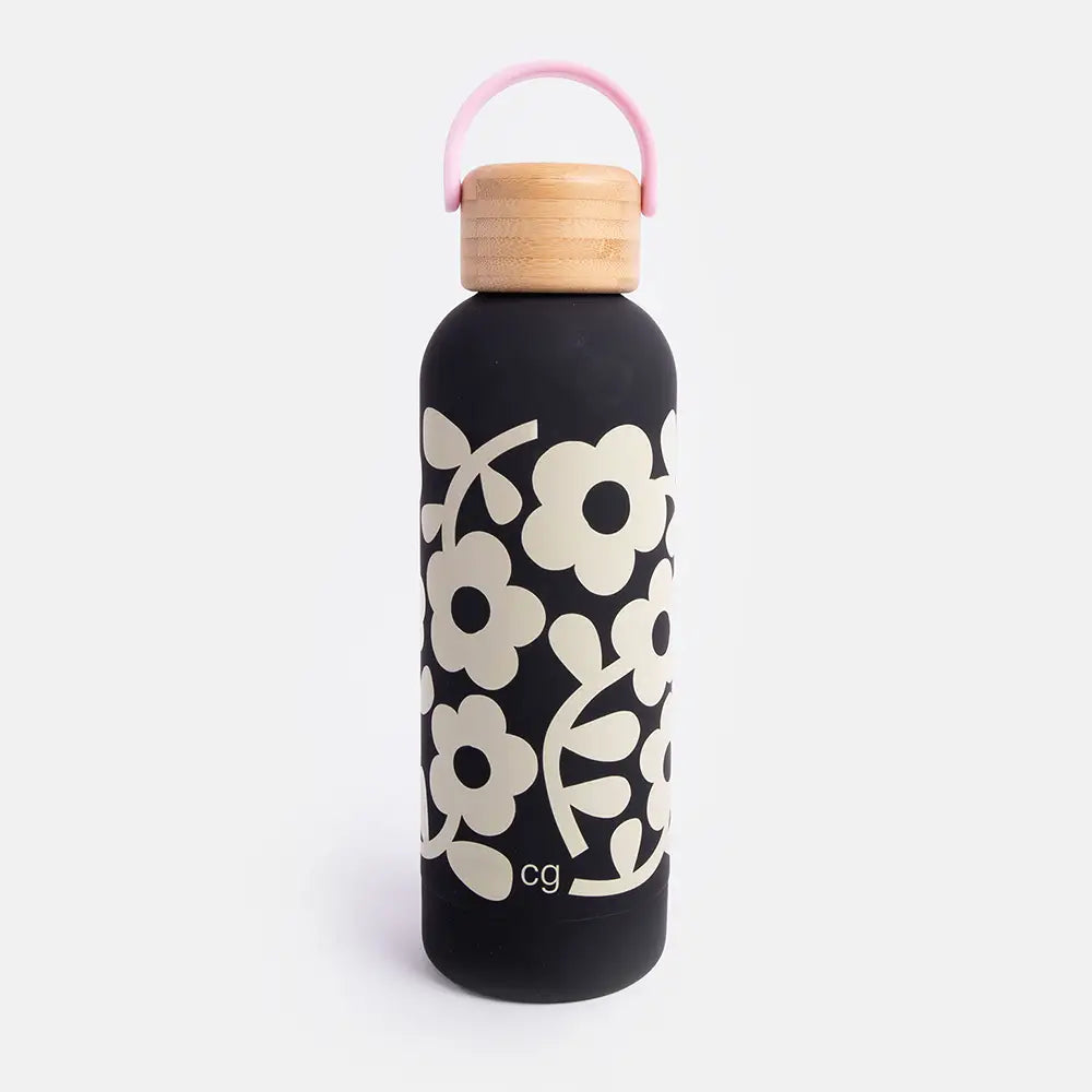 Caroline Gardner Metal Water Bottle - Mono Flower