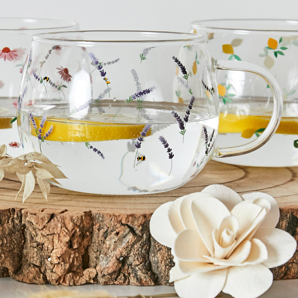 Belly Button Designs Glass Mug - Ditsy Lavender