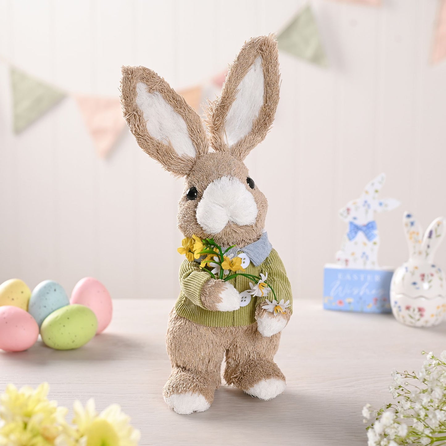 Bunny Holding Baby Flower