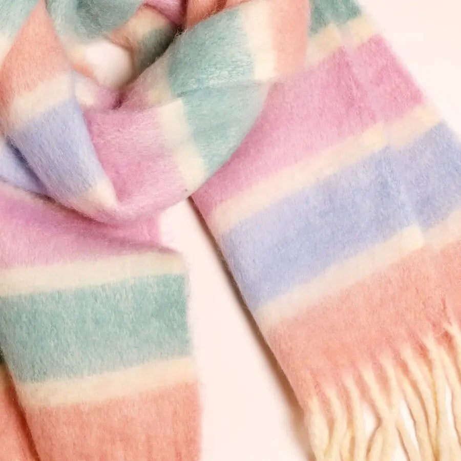 Winter Scarves - Cream Pastel Stripe