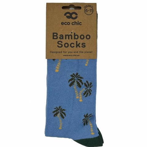 Bamboo Socks - Blue Plam Tree