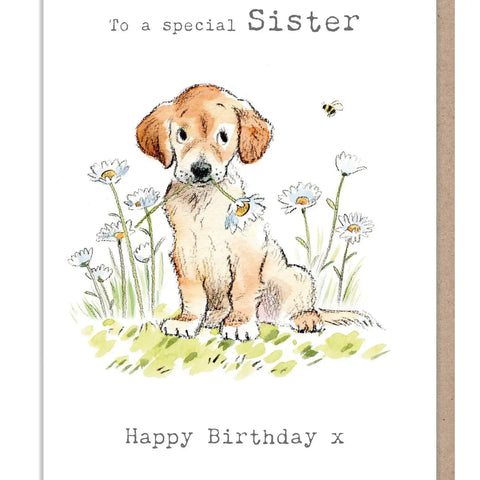 Sister Card - To A Special Sister - Golden Labrador