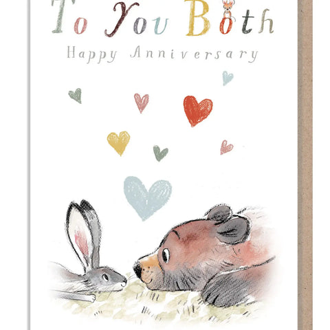 Cute Anniversary Card - To You Both - Bear and Hare
