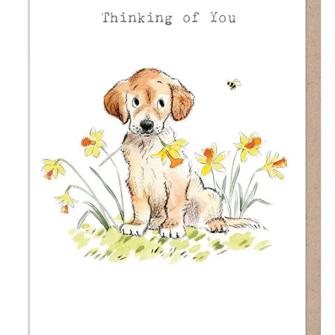 Thinking of You - Dog with Flowers