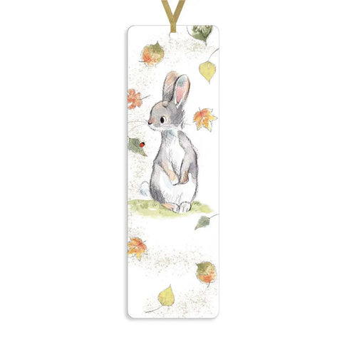 Bookmark with Ribbon- Rabbit with Ladybirds Leaves