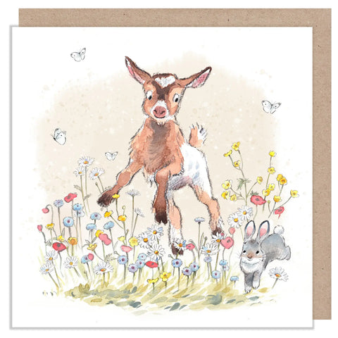 Blank Card - Jumping Goat 'buttercup Farm'