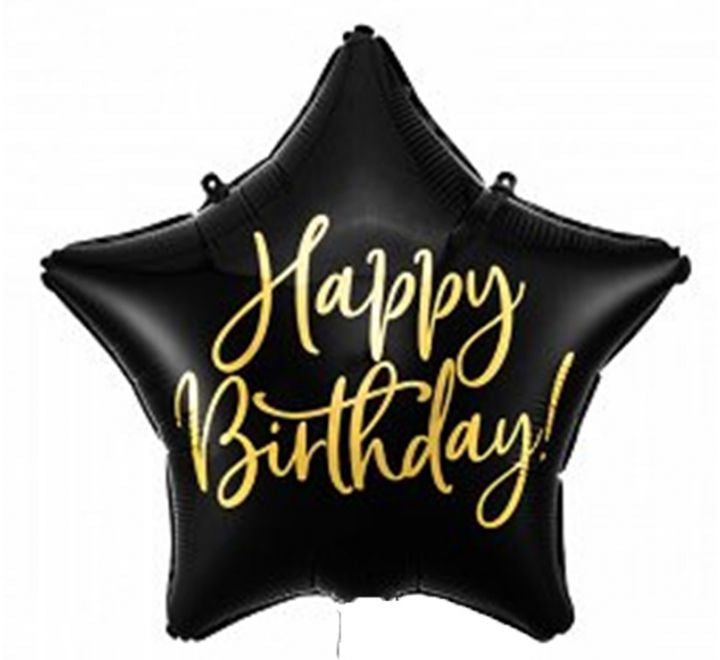 18” Birthday Balloon - PartyDeco - Black Star Happy Birthday