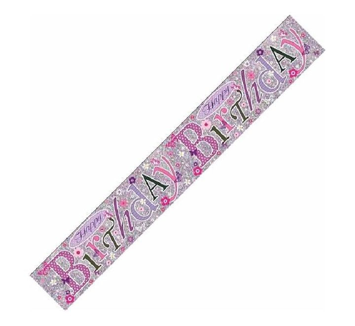 Simon Elvin - 9ft Silver Holo Happy Birthday Banner