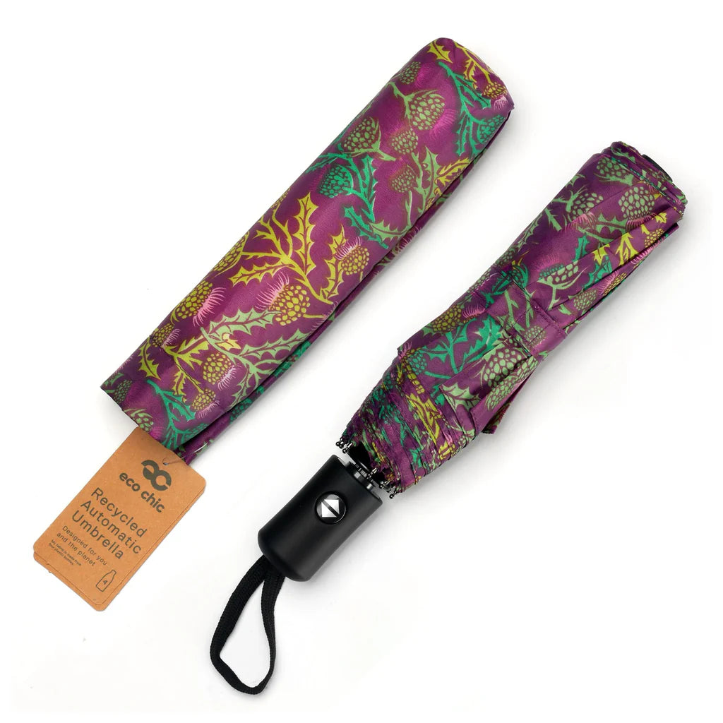 Automatic Folding Umbrella - Purple Thistle