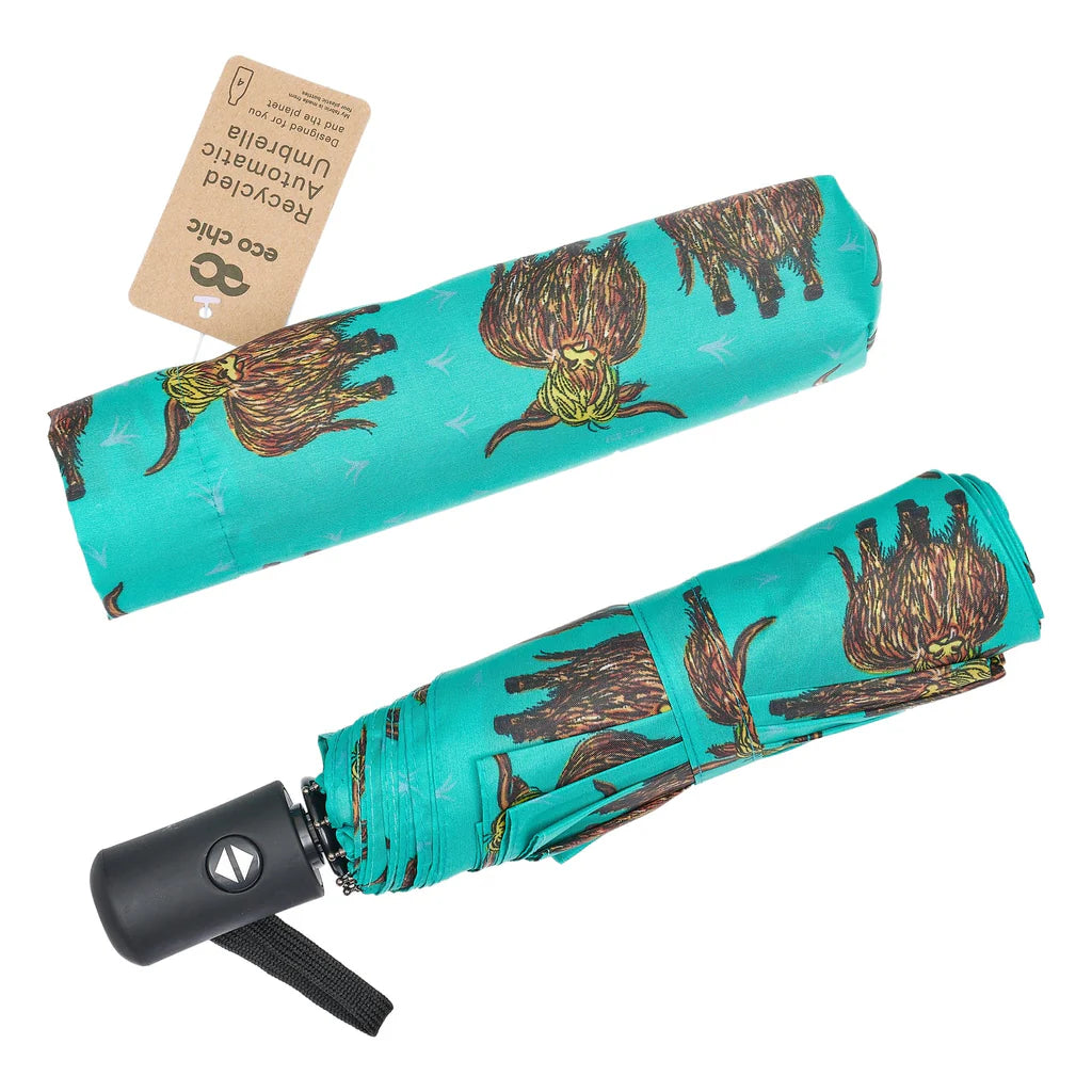Automatic Folding Umbrella - Highland Cow
