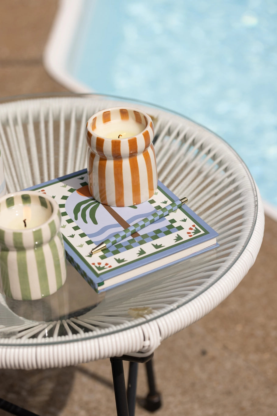 Striped Orange Wax Candle