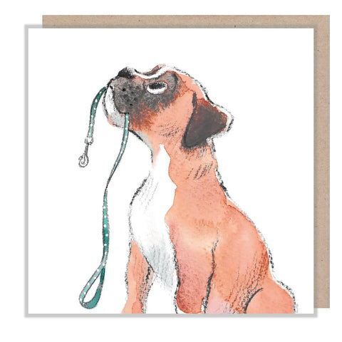Blank Card - Boxer With Lead