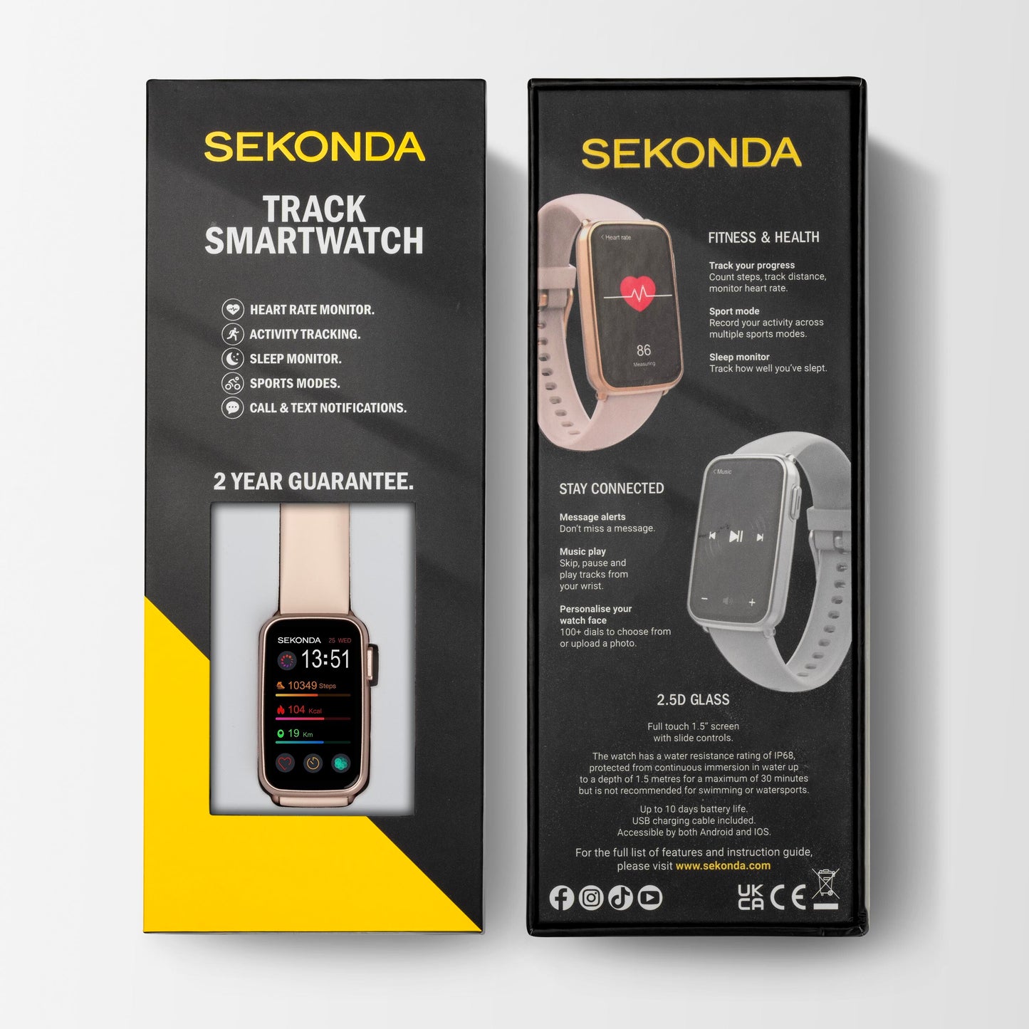 Sekonda Track Smart Watch | Rose Gold Case & Pink Silicone Strap