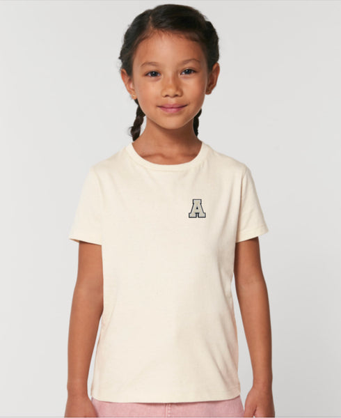 Initial Organic Cotton Unisex Kids Tee In Natural Raw