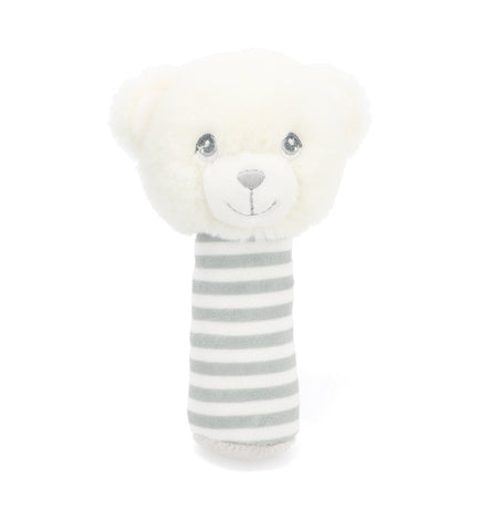 Keeleco Baby - White And Grey Bear Stick Rattle