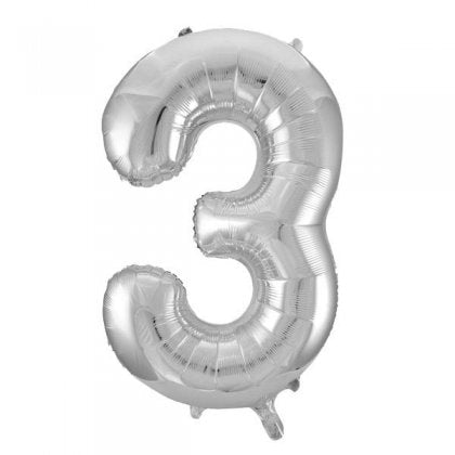 Number Balloon Silver - 3
