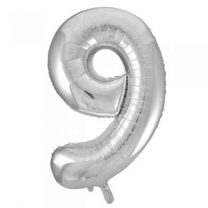 Number Balloon Silver - 9