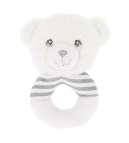Keeleco Baby - White And Grey Bear Ring rattle