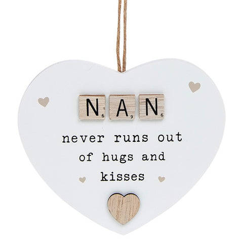 Scrabble Sentiment Hanging Heart - Nan