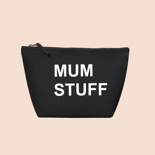 Mum Stuff Black Canvas Accessory Bag