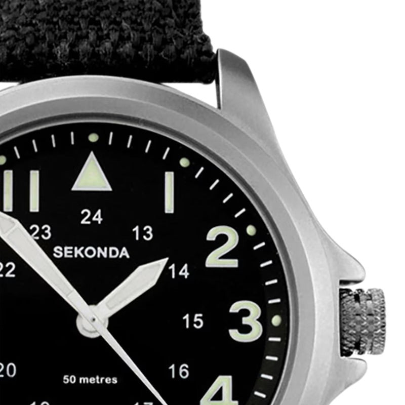 Sekonda Aviator Men's Black Nylon Strap Watch