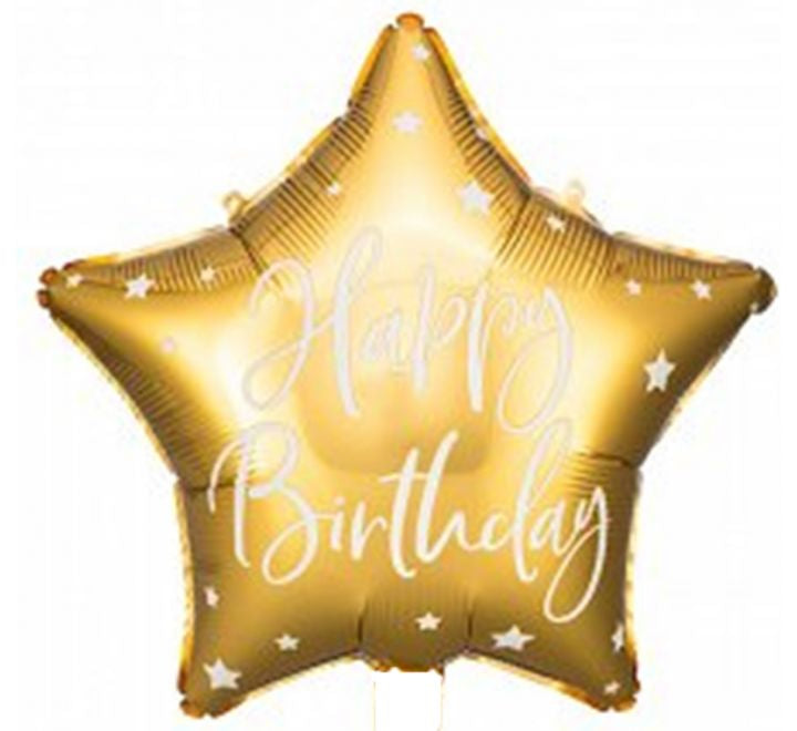 18” Birthday Balloon - PartyDeco - Gold Star Happy Birthday