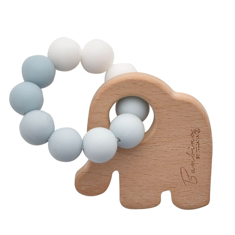 Bambino - Silicone & Wooden Teethers - Blue Elephant