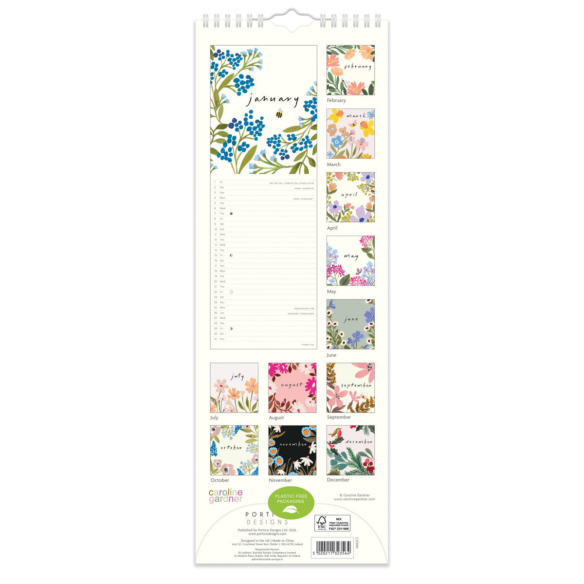 Caroline Gardner 2027 Wildlife Slim Calendar
