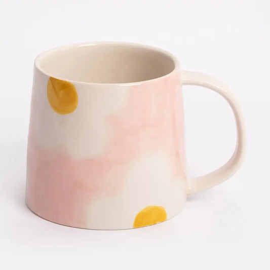 Caroline Gardner Pink/Mustard Flower Large Mug