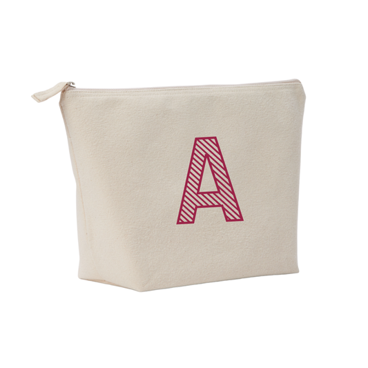 Initial Canvas Accessory Bag - Natural / Red Wine