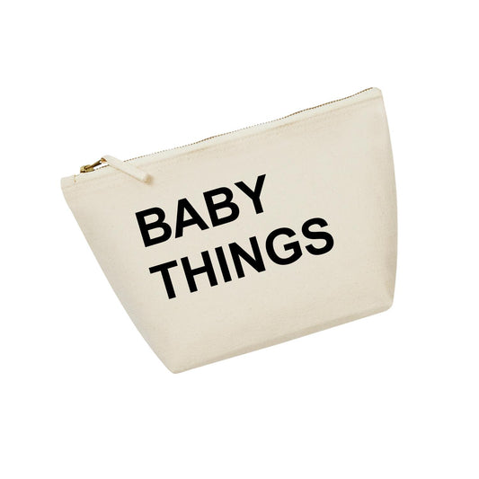 Small brushed cotton canvas accessory bag in Natural. 

Baby Things 