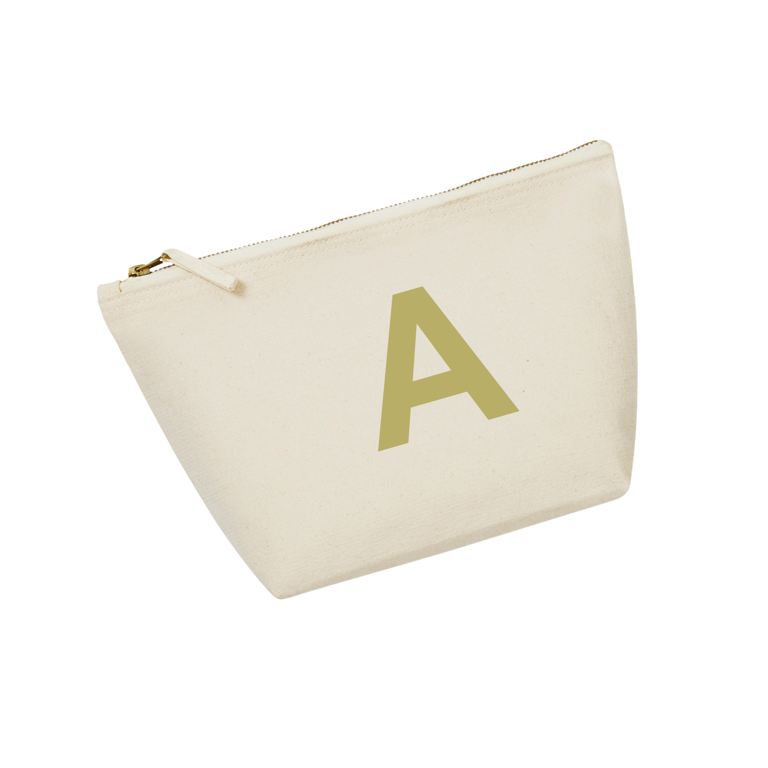 Natural canvas bag with gold initial