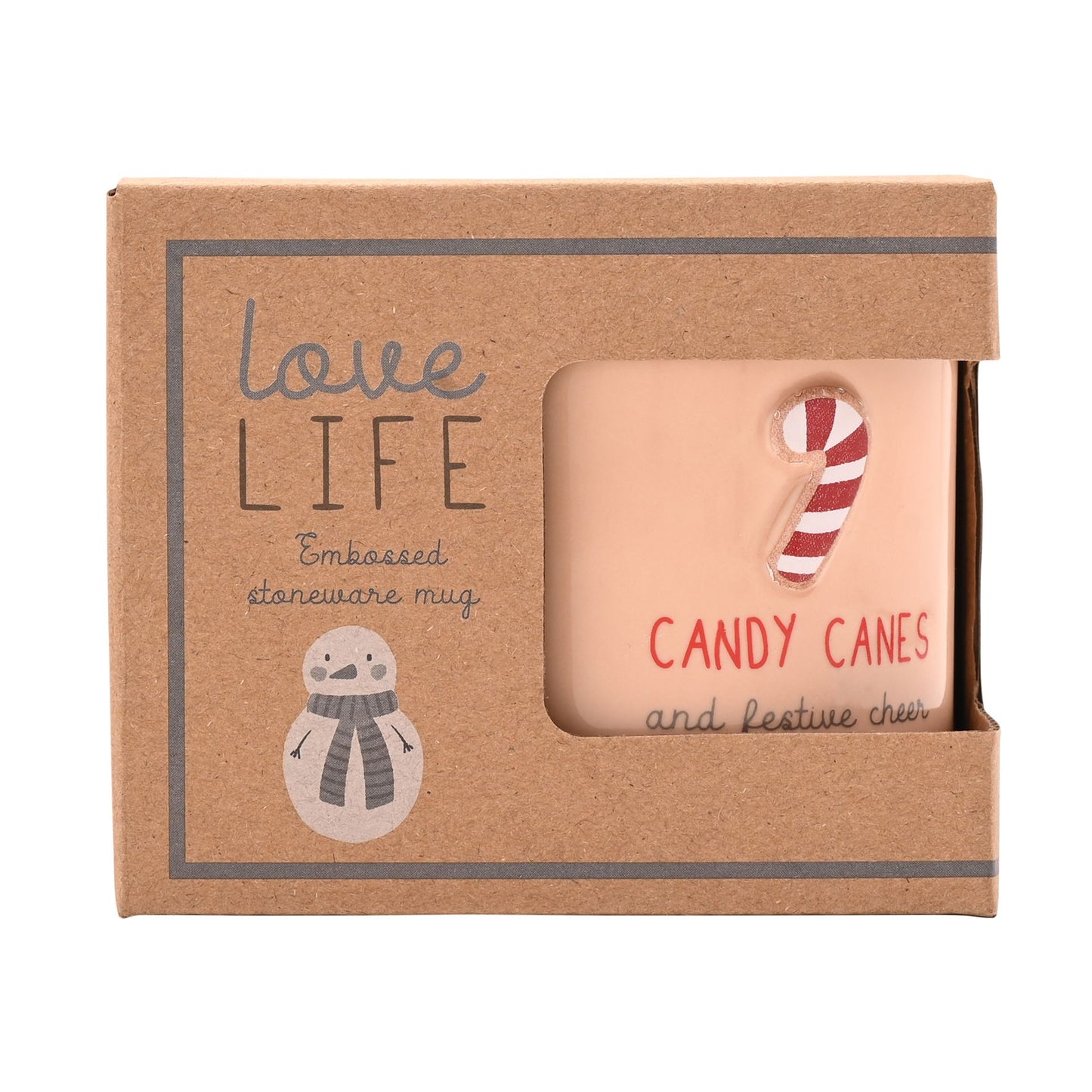 Christmas Embossed Mug - Candy Cane