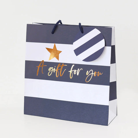 Belly Button Designs - Blue Stripe Medium Gift Bag