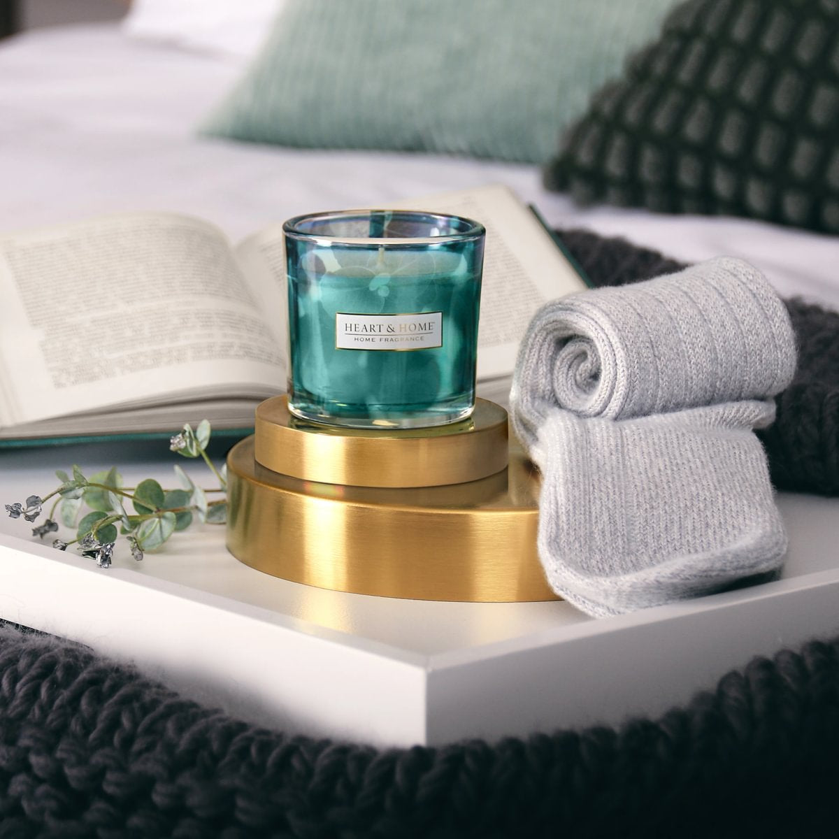 Heart & Home - Tranquility- Candle And Sock Gift Set