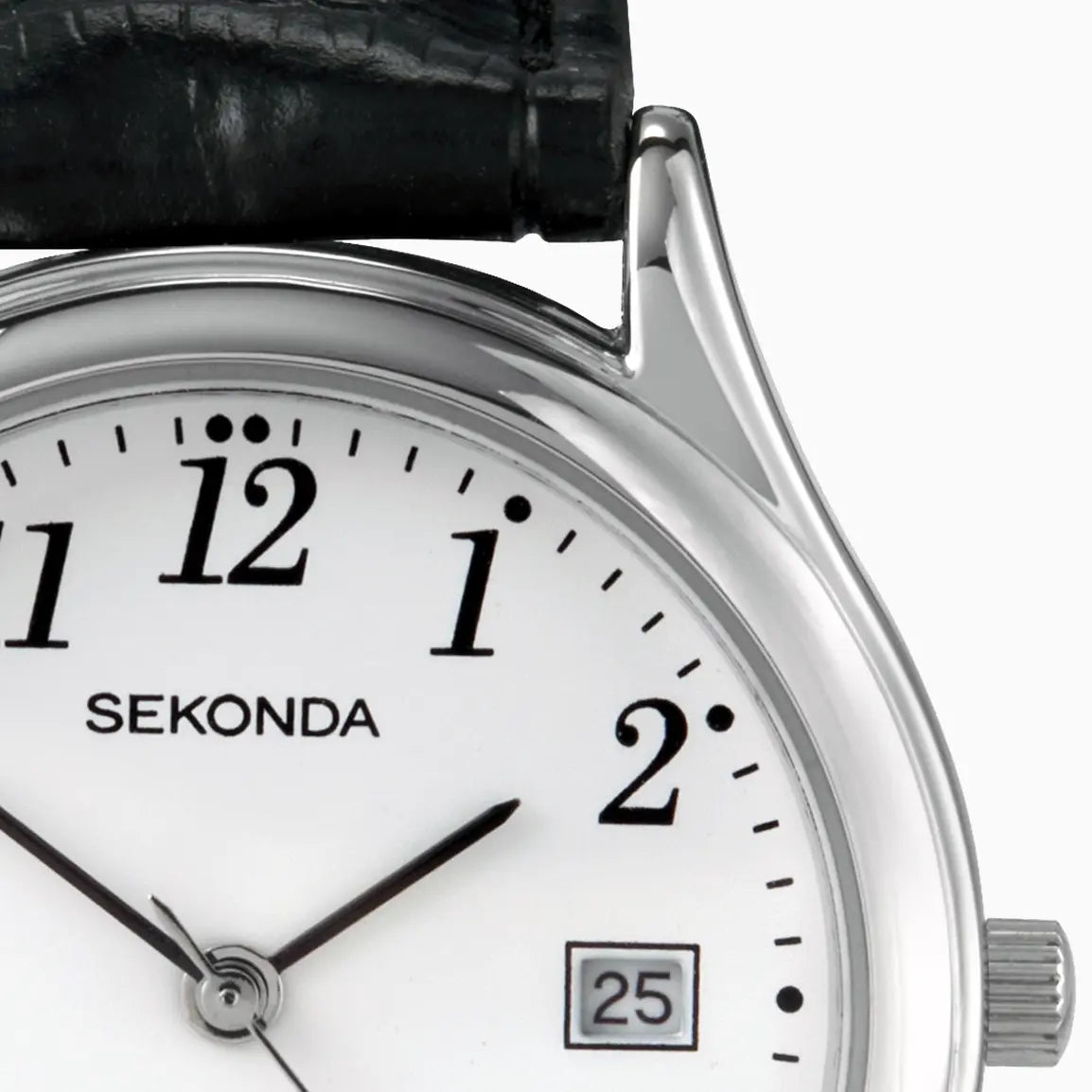 Sekonda Easy Reader Men's Watch | Silver Case & Leather Upper Strap with White Dial