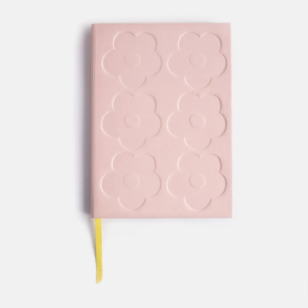 A5 Notebook - Debossed Flowers Pink Slim Casebound Notebook