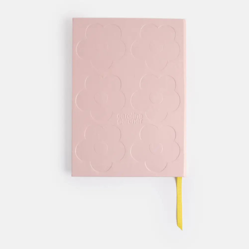 A5 Notebook - Debossed Flowers Pink Slim Casebound Notebook