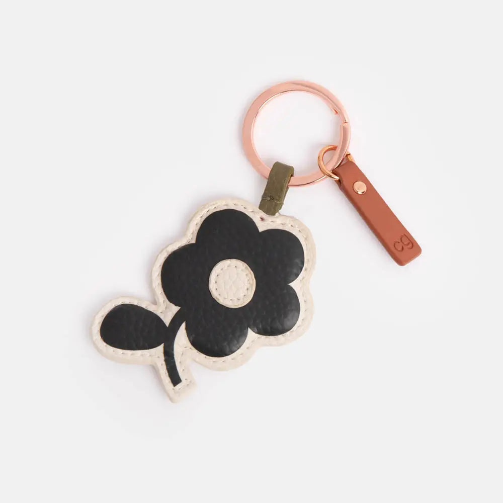 Caroline Gardner Small Keyring - Mono Flowers