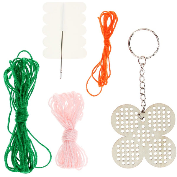Stitch Your Own Wooden Keyring - Daisy