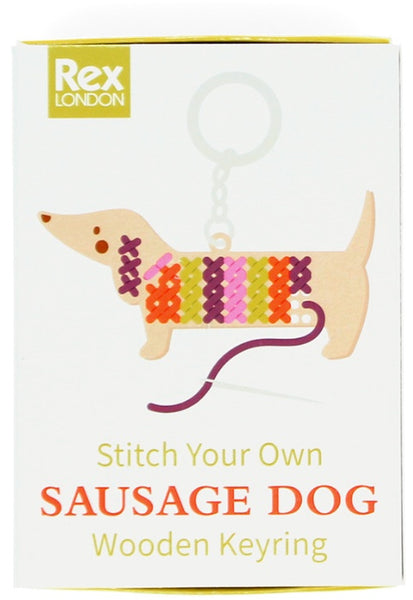 Stitch Your Own Wooden Keyring - Sausage Dog