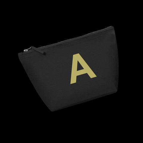 Initial Canvas Accessory Bag - Black / Gold