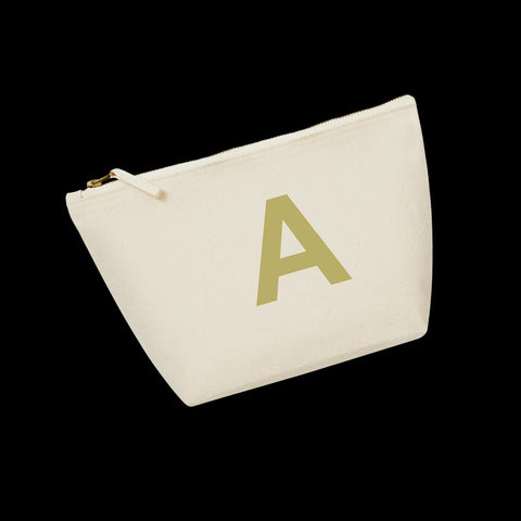 Initial Canvas Accessory Bag - Natural / Gold