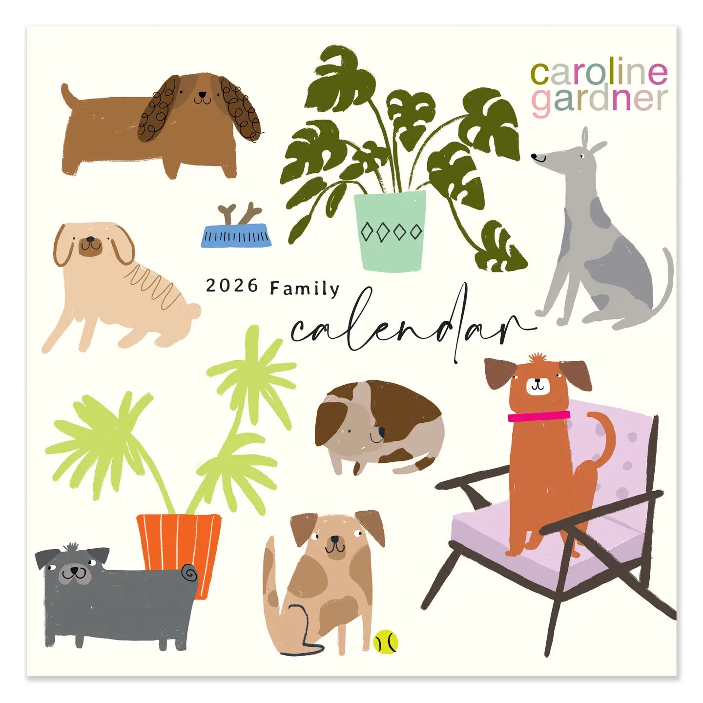 Caroline Gardner Dogs Square Family 2026 Calendar