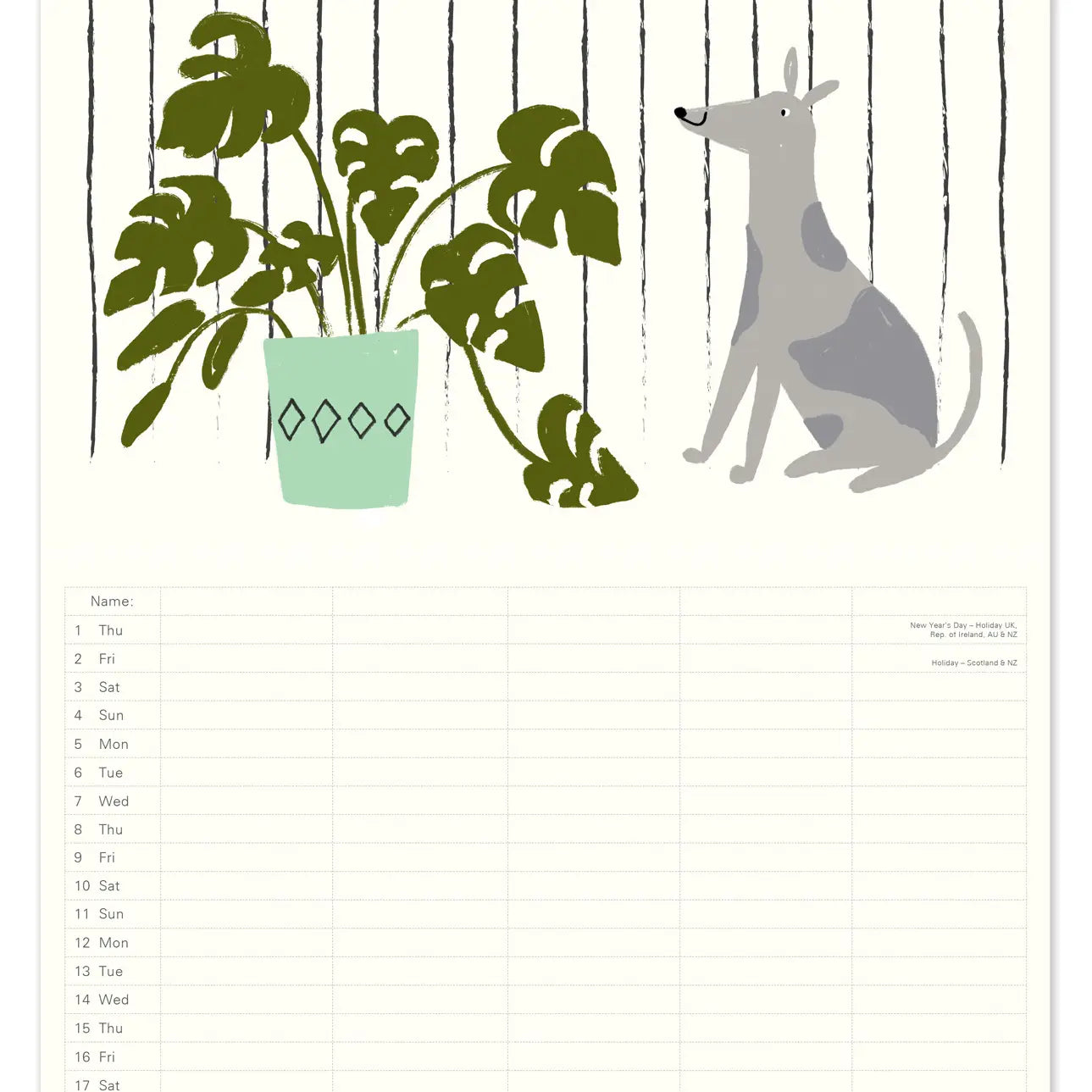 Caroline Gardner Dogs Square Family 2026 Calendar