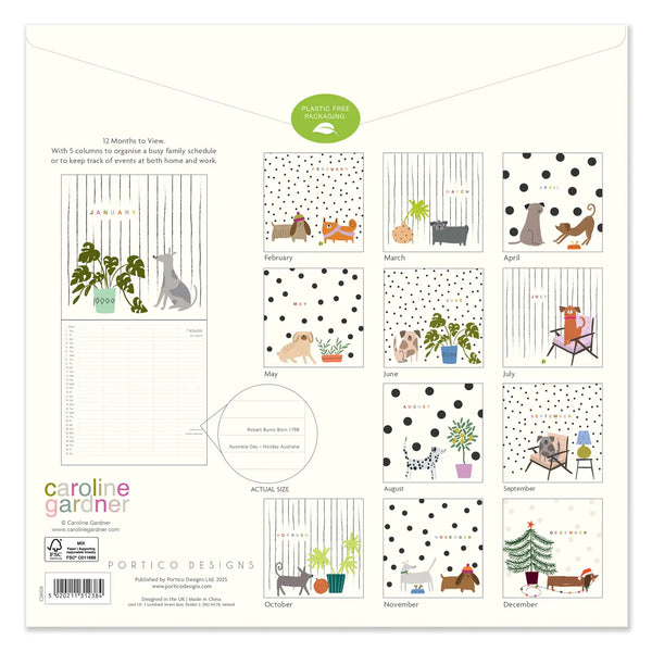 Caroline Gardner Dogs Square Family 2026 Calendar