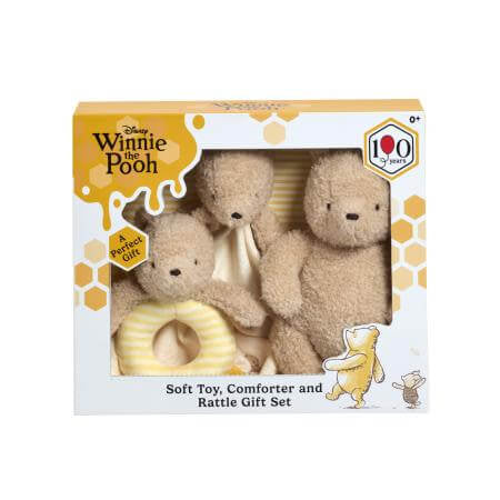 Winnie The Pooh - 100 Years Soft Toy, Comforter and Ring Rattle Gift Set