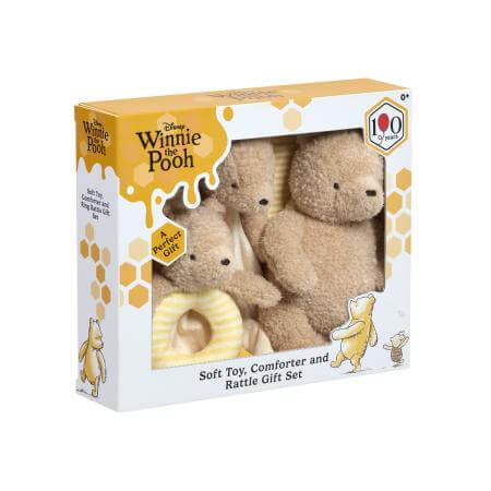 Winnie The Pooh - 100 Years Soft Toy, Comforter and Ring Rattle Gift Set